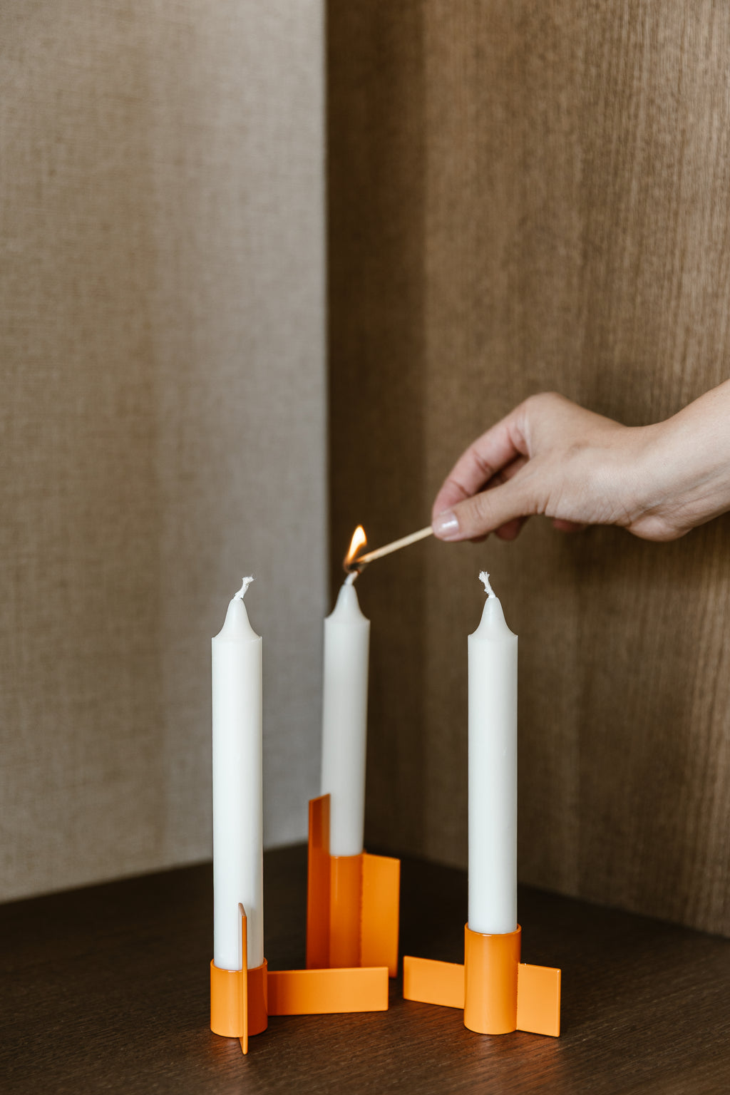 CANDELABRO ICONO NARANJA - SET DE 3