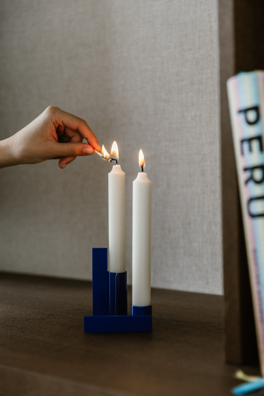 CANDELABRO ICONO AZUL - SET DE 3