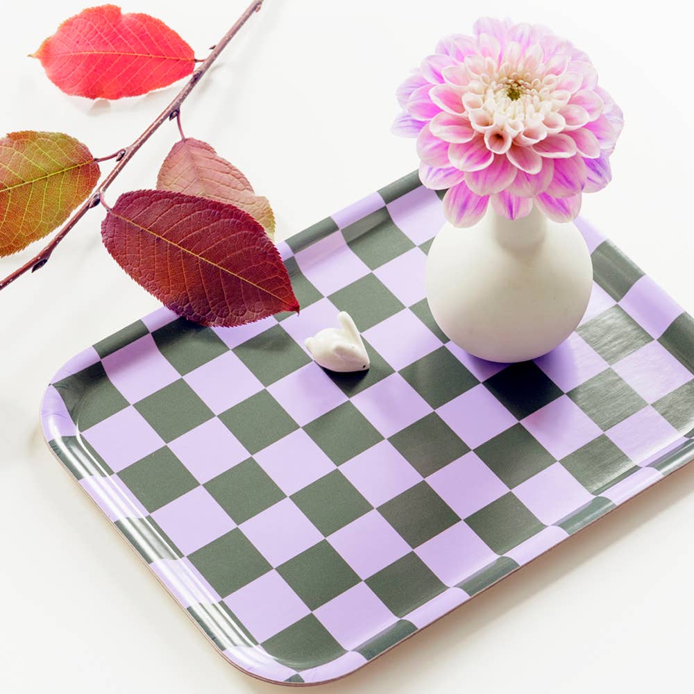 BANDEJA RECTANGULAR CHECKER LILA