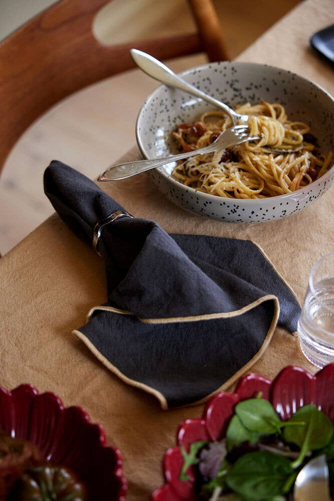 SERVILLETA LINO NEGRO - SET DE 2