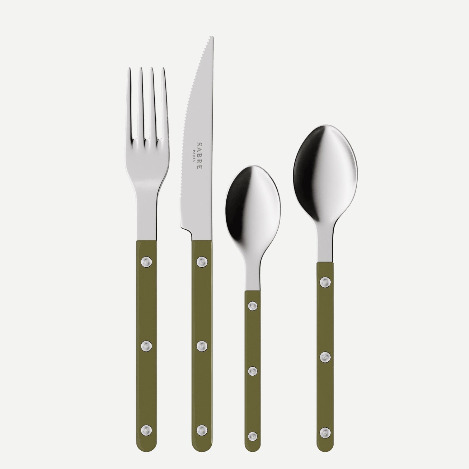 SET DE CUBIERTOS DE 4 PIEZAS, BISTROT LISO, VERDE HELECHO - CASA CULTO | Shop Online